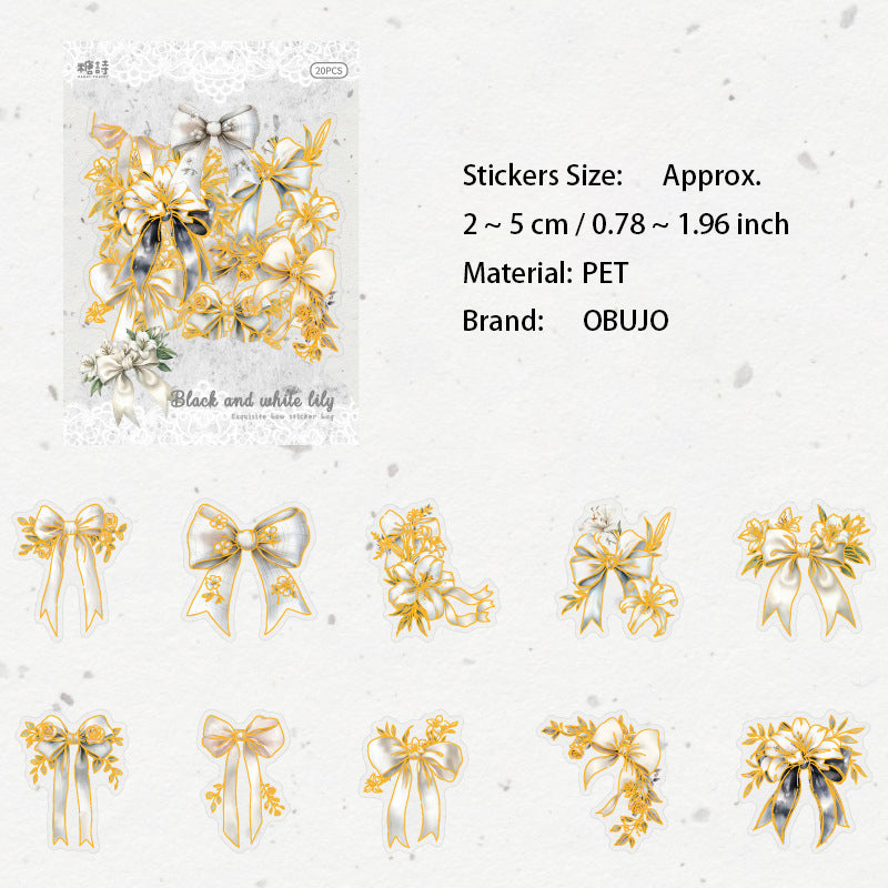 20 Pcs Floral Bow-knot PET Stickers HDJTJ