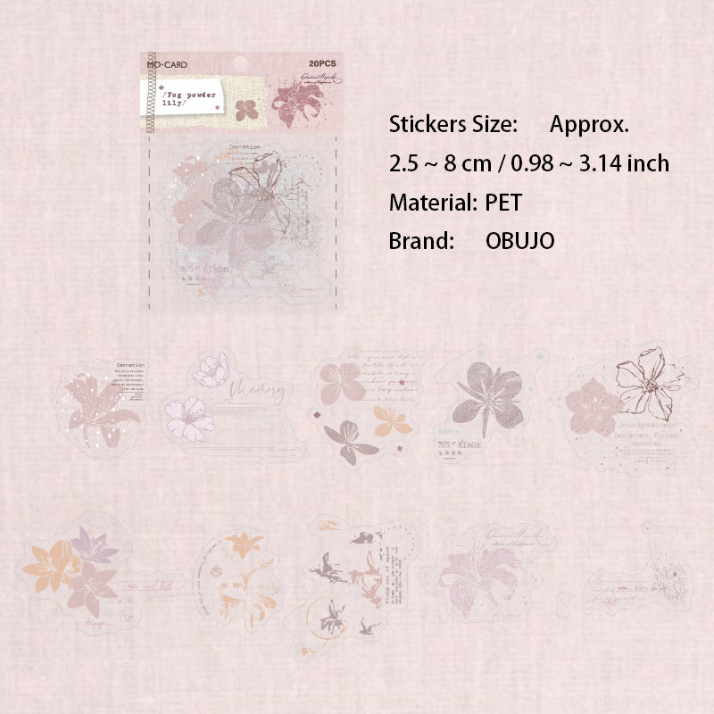 20 Pcs Vintage Botanical PET Stickers MLHC