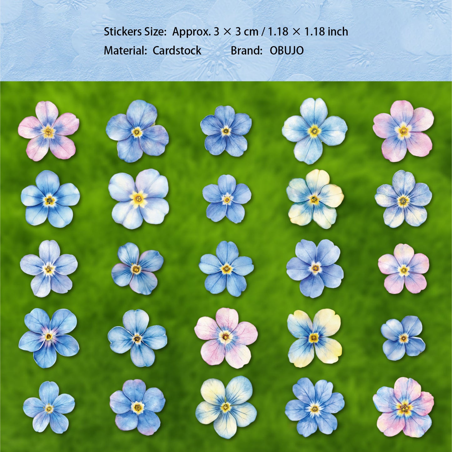 25 Pcs Flower Cardstock Stickers DDXL