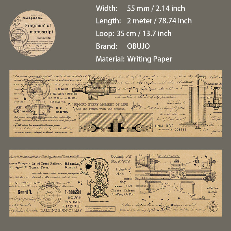 1 Roll Vintage Manuscript Washi Tape SGCP