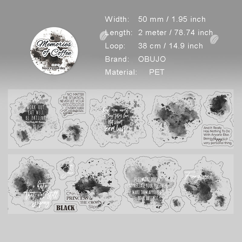 1 Roll Coffee Trace Theme PET Stickers Tape KFDJY