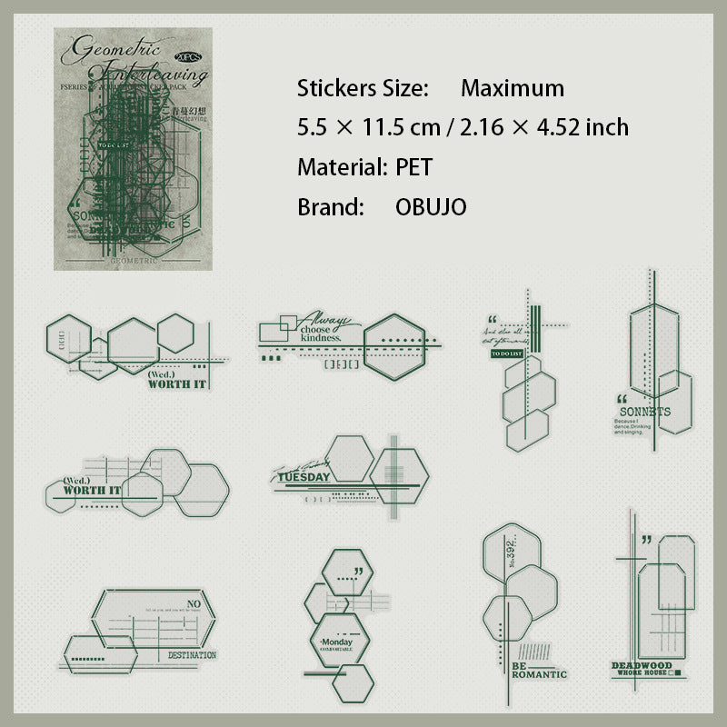 20 Pcs Geometric Themed PET Stickers JHJZ
