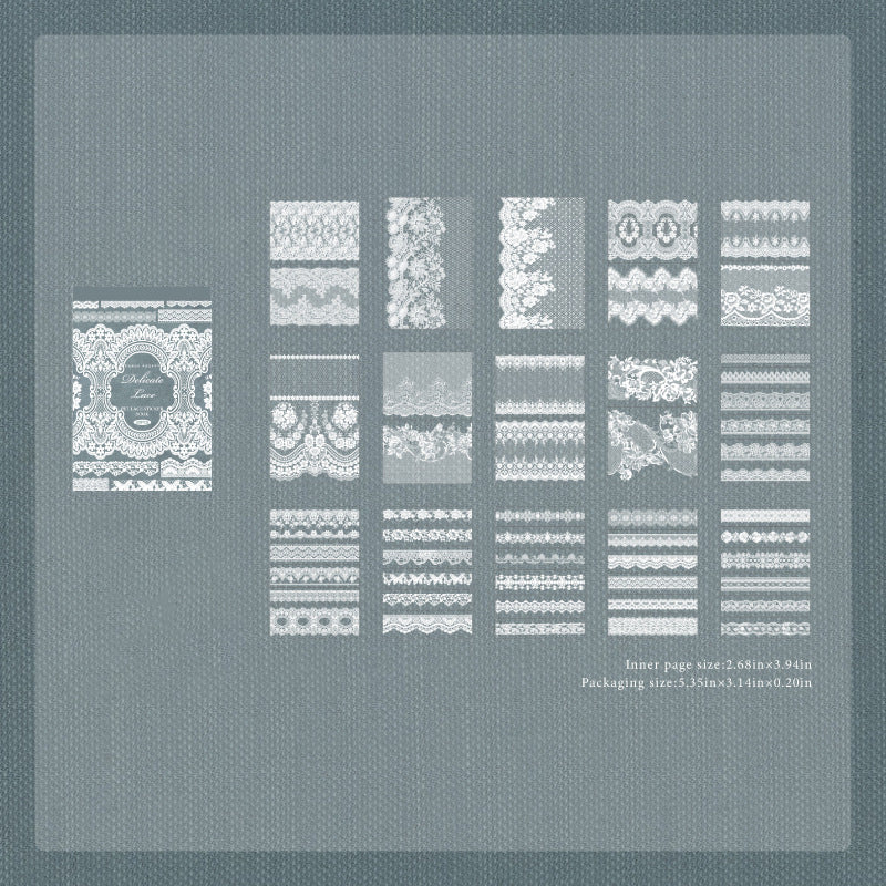 30 Sheets Lace Themed PET Stickers Book LSBWG