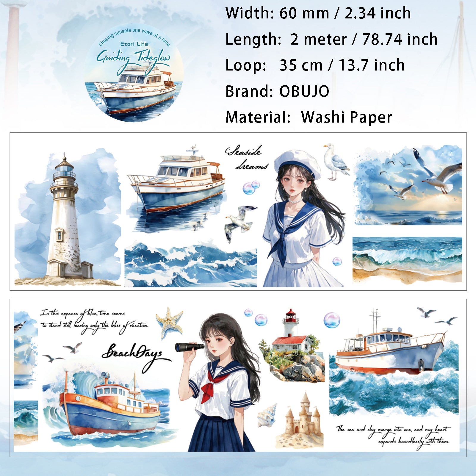 1 Roll Travel Theme Washi Tape YNTX