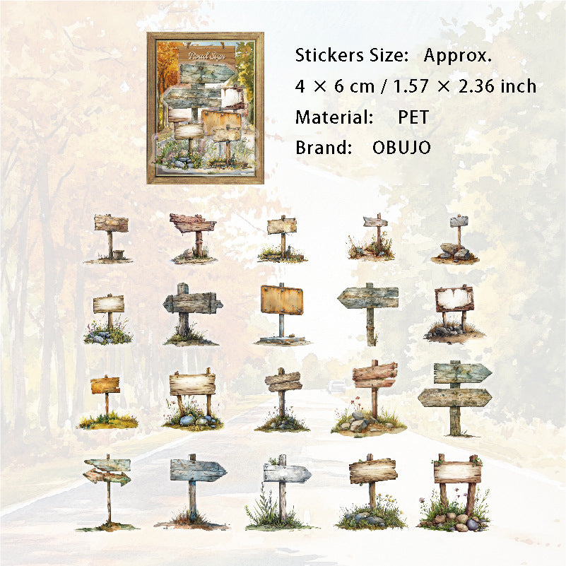 40 Pcs Road Signs PET Stickers JTMJ