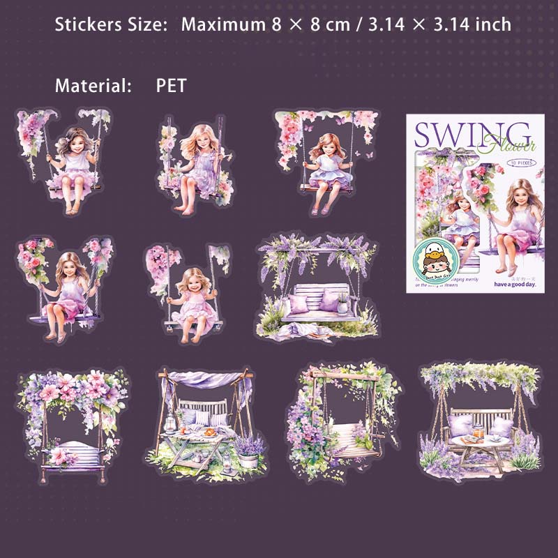 10 Pcs Swing Themed Journal Stickers HYQY
