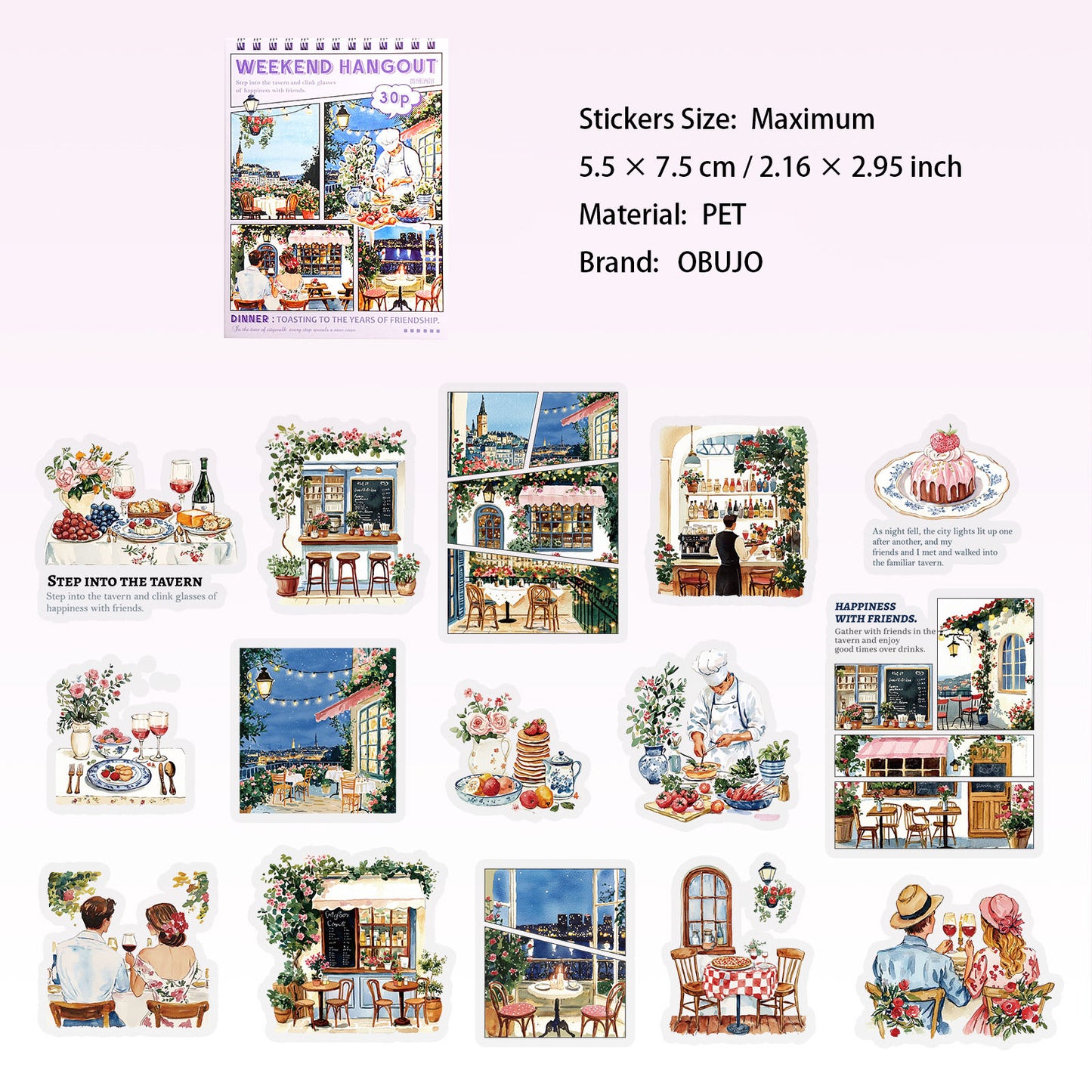 30 Pcs Party Themed PET Stickers XJYX