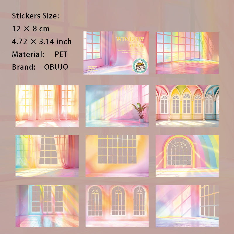 10 Pcs Windows Landscape PET Stickers CWDJS