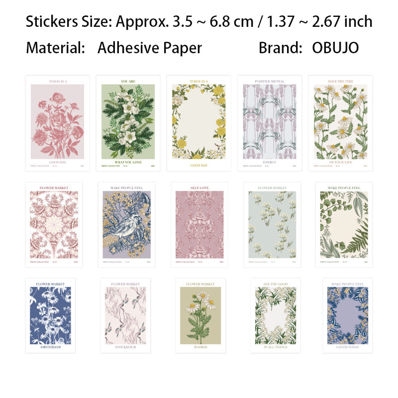 30 Pcs Botanical Art Themed Stickers ZWHX