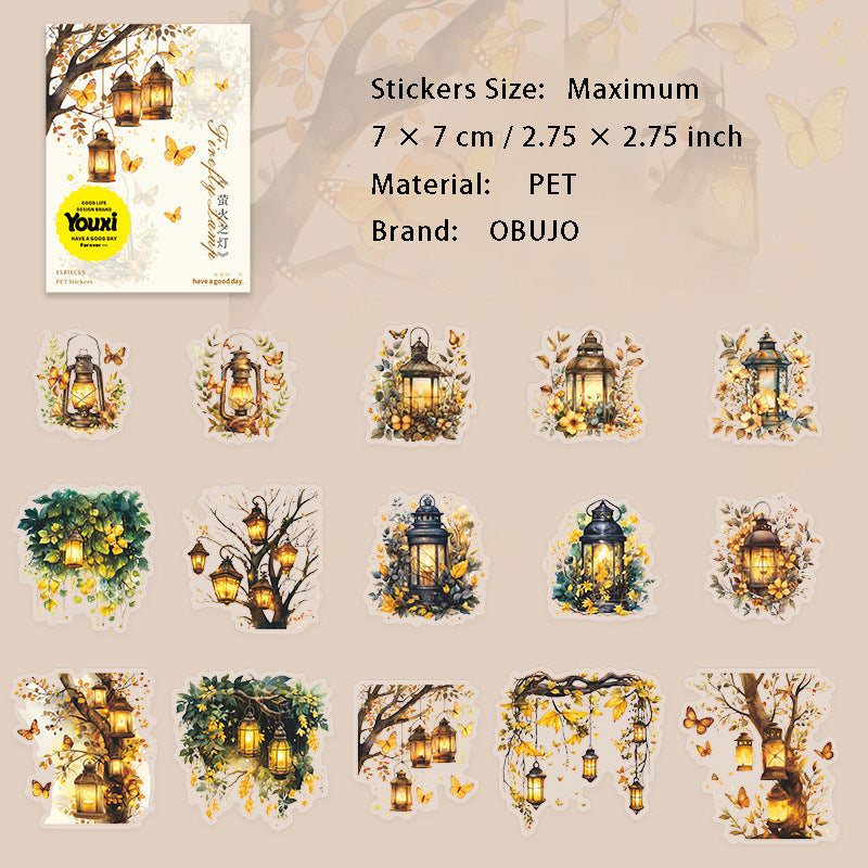 15 Pcs Garden Lamp PET Stickers YHZD