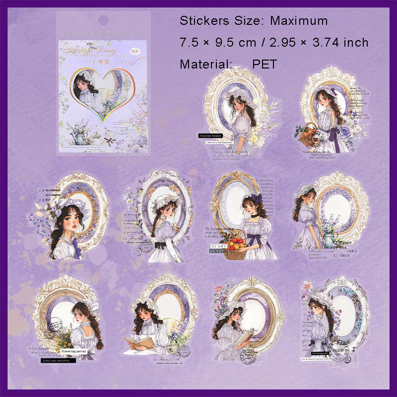10 Pcs Mirror Girl PET Stickers TDXGRJ