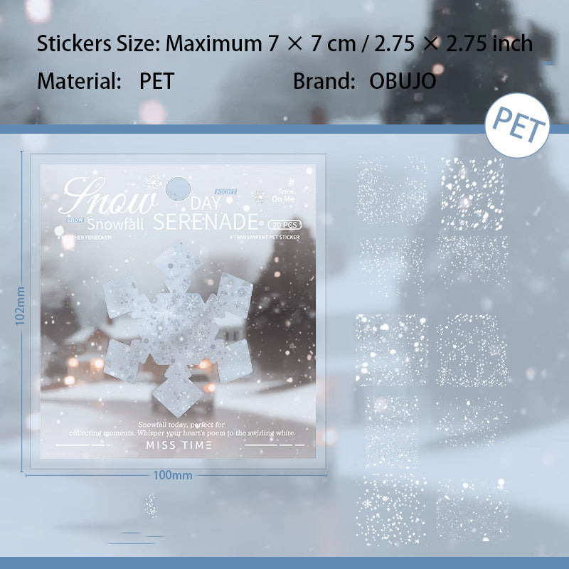 1 Roll Snow Themed PET Stikcers JRYX