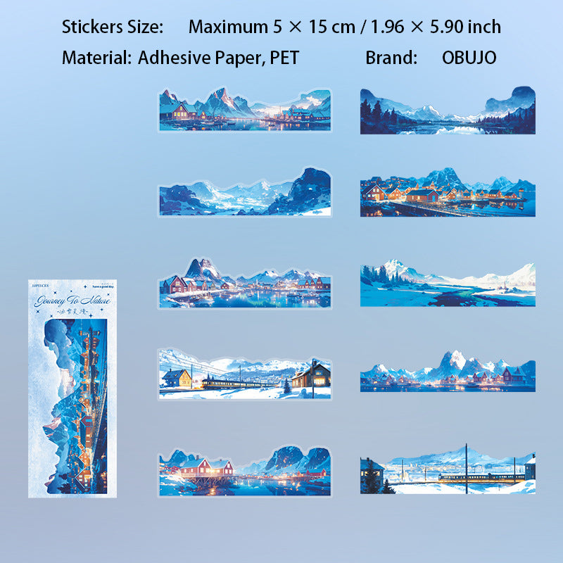10 Pcs Seasonal Mountain Landscape PET Stickers ZRZL