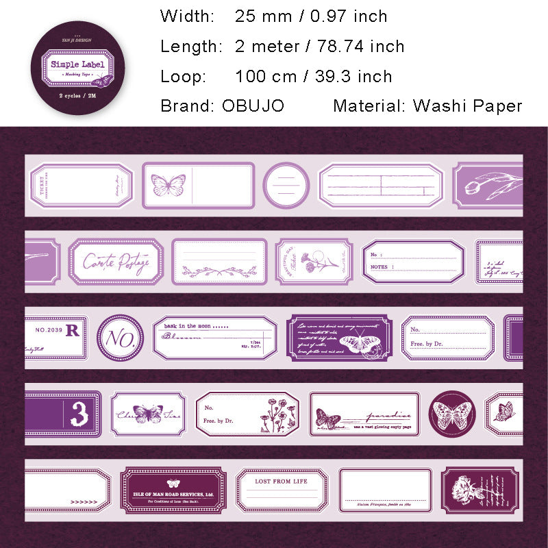 1 Roll Label Washi Stickers Tape JDBQ