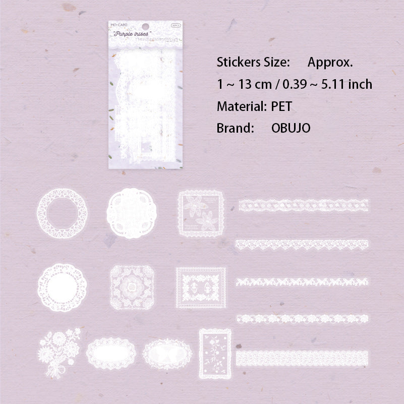30 Pcs White Lace Themed PET Stickers LSWY