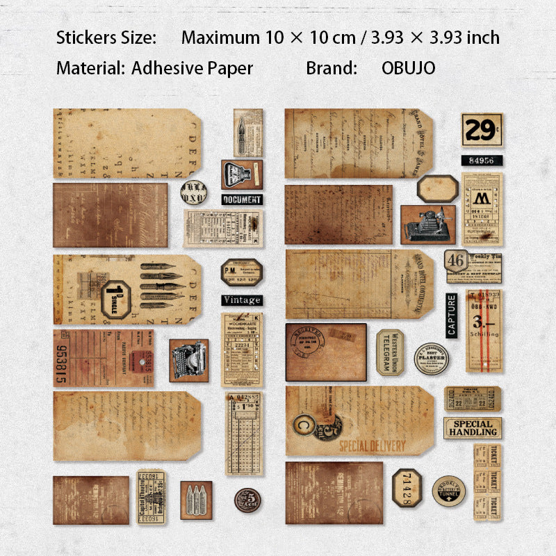 40 Pcs Vintage Junk Journal Stickers PTCLS