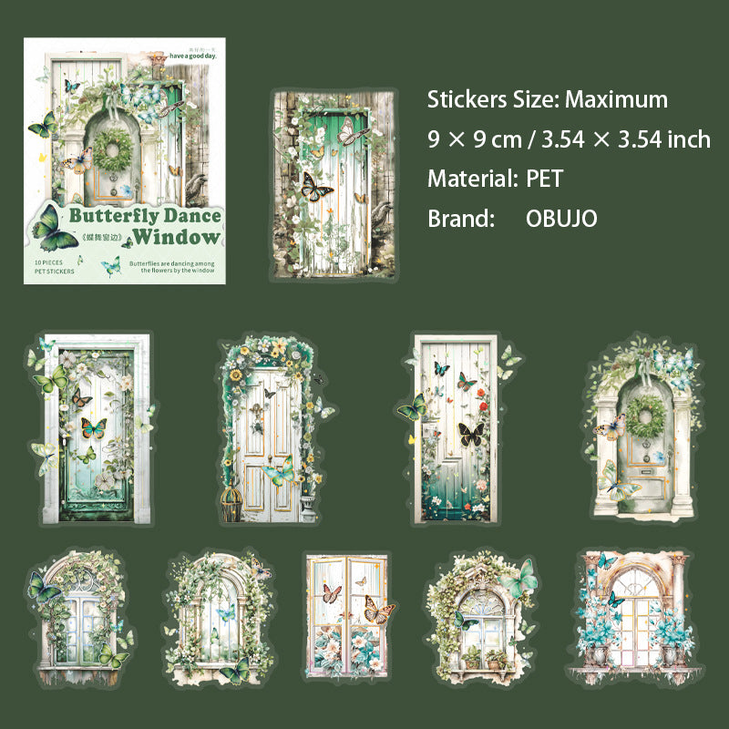 10 Pcs Butterfly Door Window PET Stickers DWCB