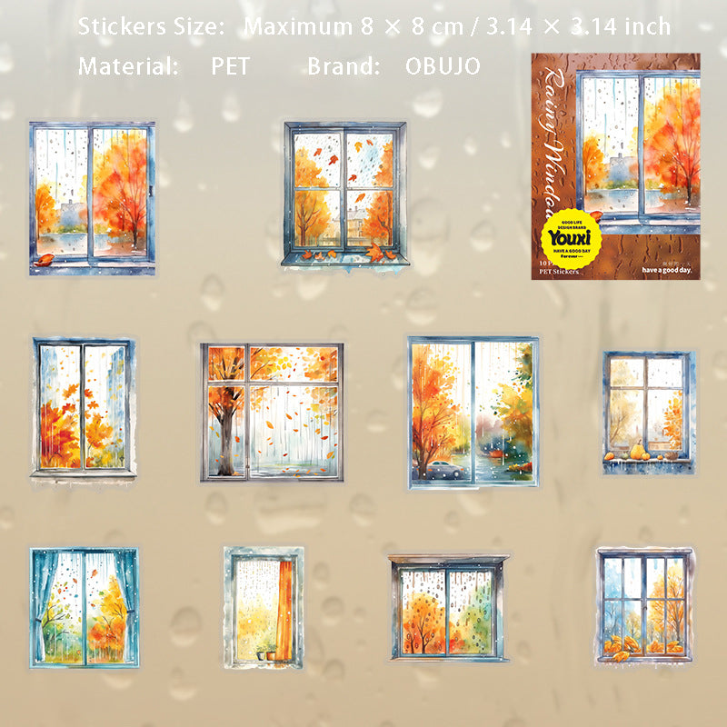 10 Pcs Windows Landscape PET Stickers CBTY