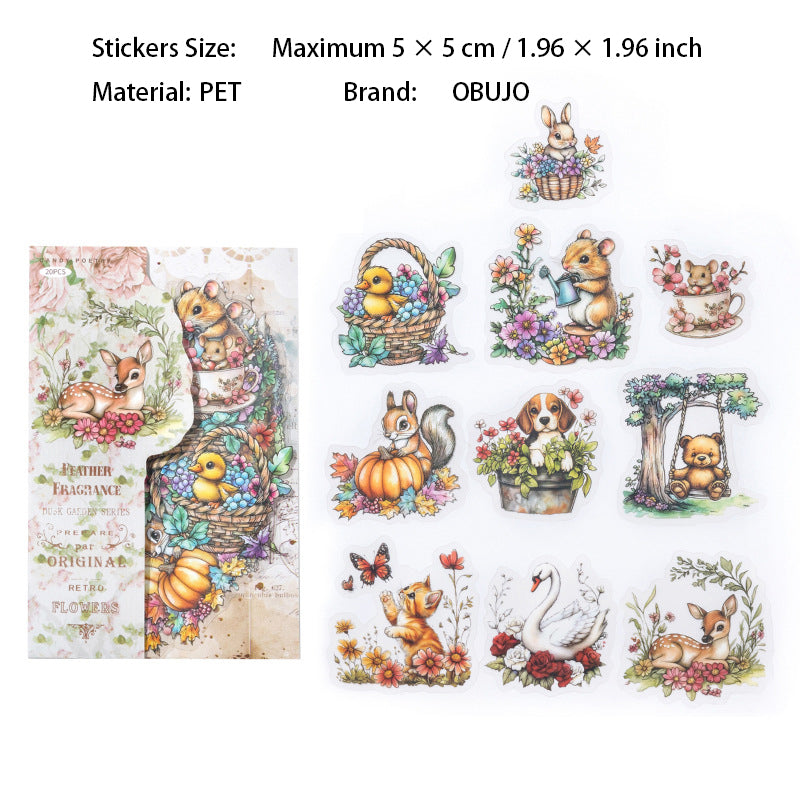 20 Pcs Floral Gadgets PET Stickers MAHY