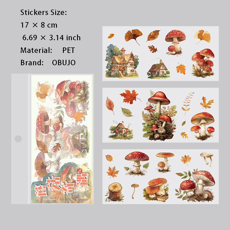 3 Sheets Vintage PET Stickers SYBJ