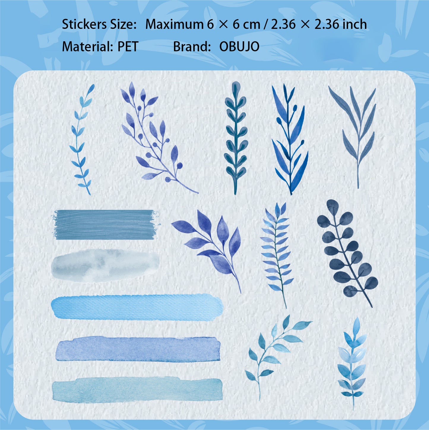 30 Pcs Watercolor Leaf PET Stickers QXXL
