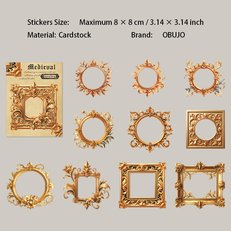 10 Pcs Vintage Frame Cardstock Stickers ZSJWZ