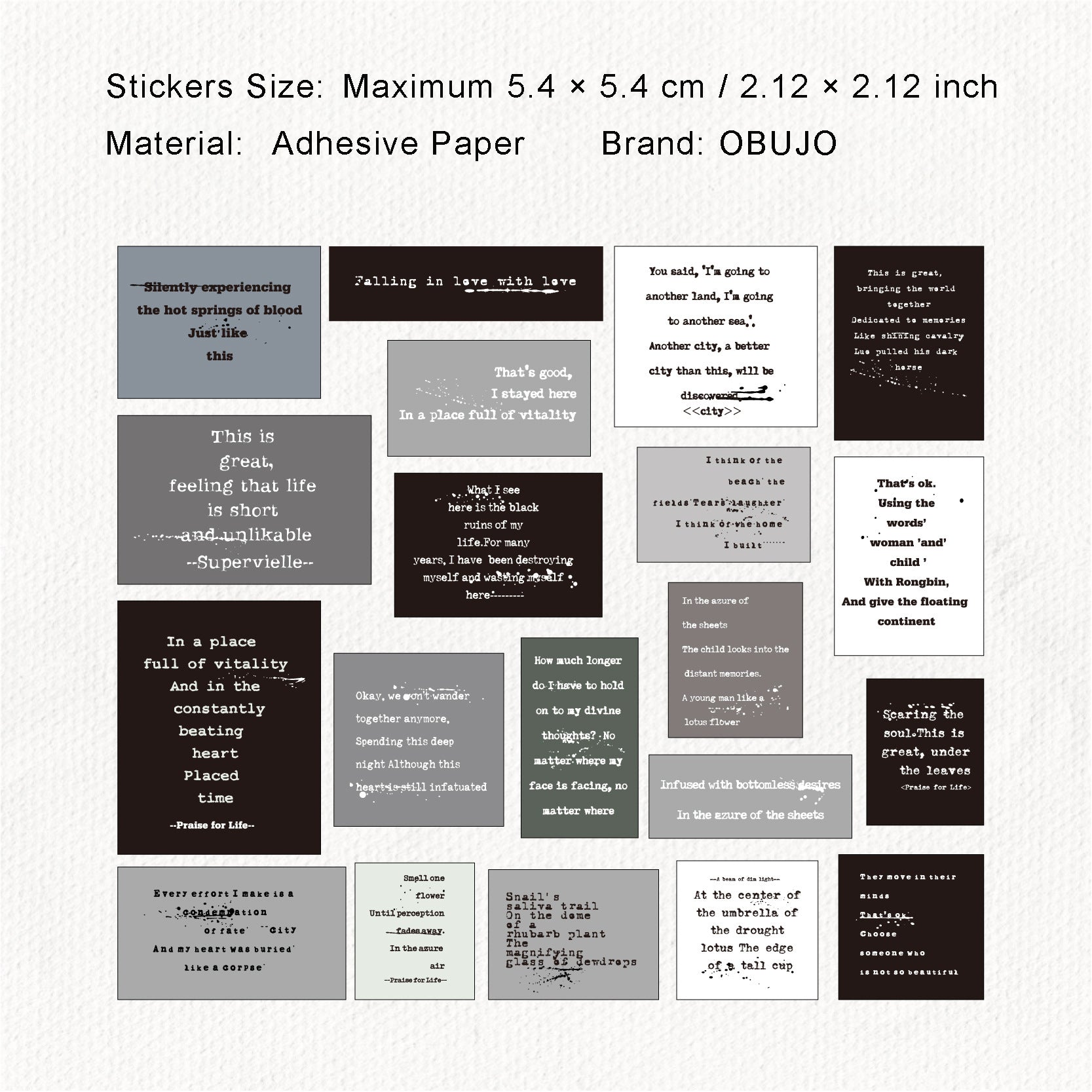 20 Pcs Vintage Quote Stickers ZSXL