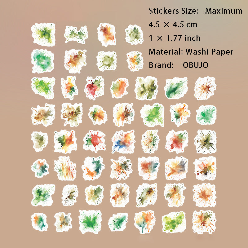 50 Pcs Watercolor Stickers SCYLH