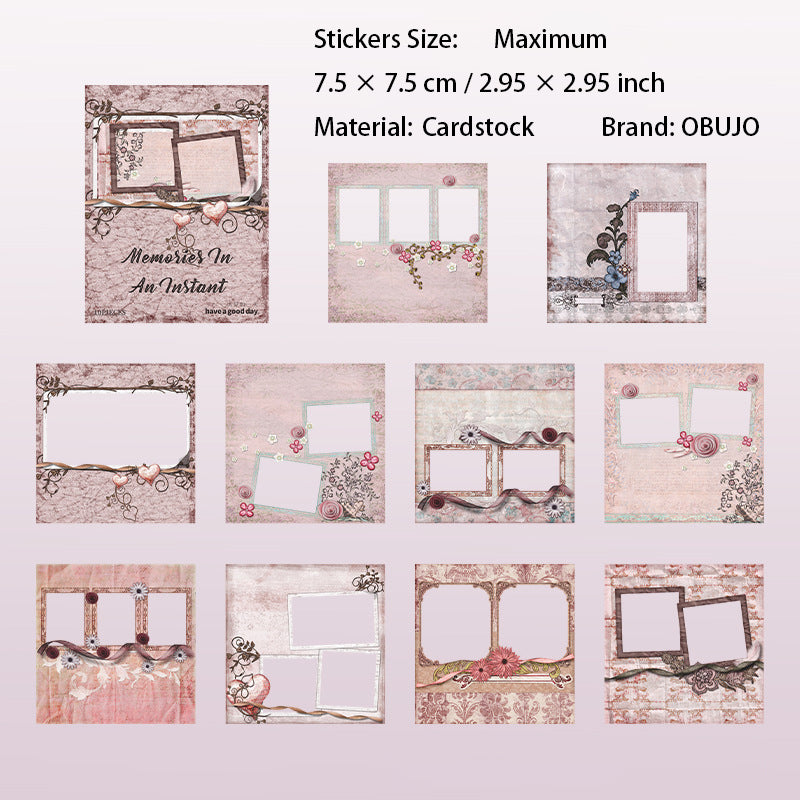10 Pcs Vintage Frame Cardstock Stickers JYSJ