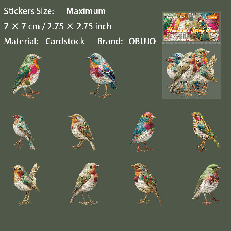 10 Pcs Natural Handmade Themed Stickers SZYQ