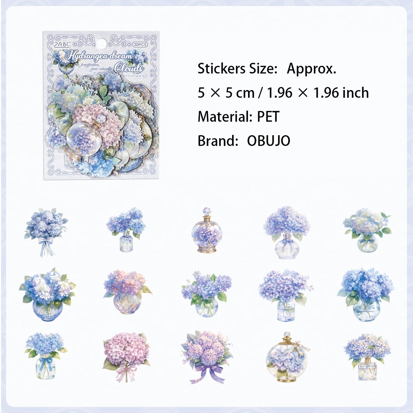 30 Pcs Potted Flowers PET Stickers HJXS