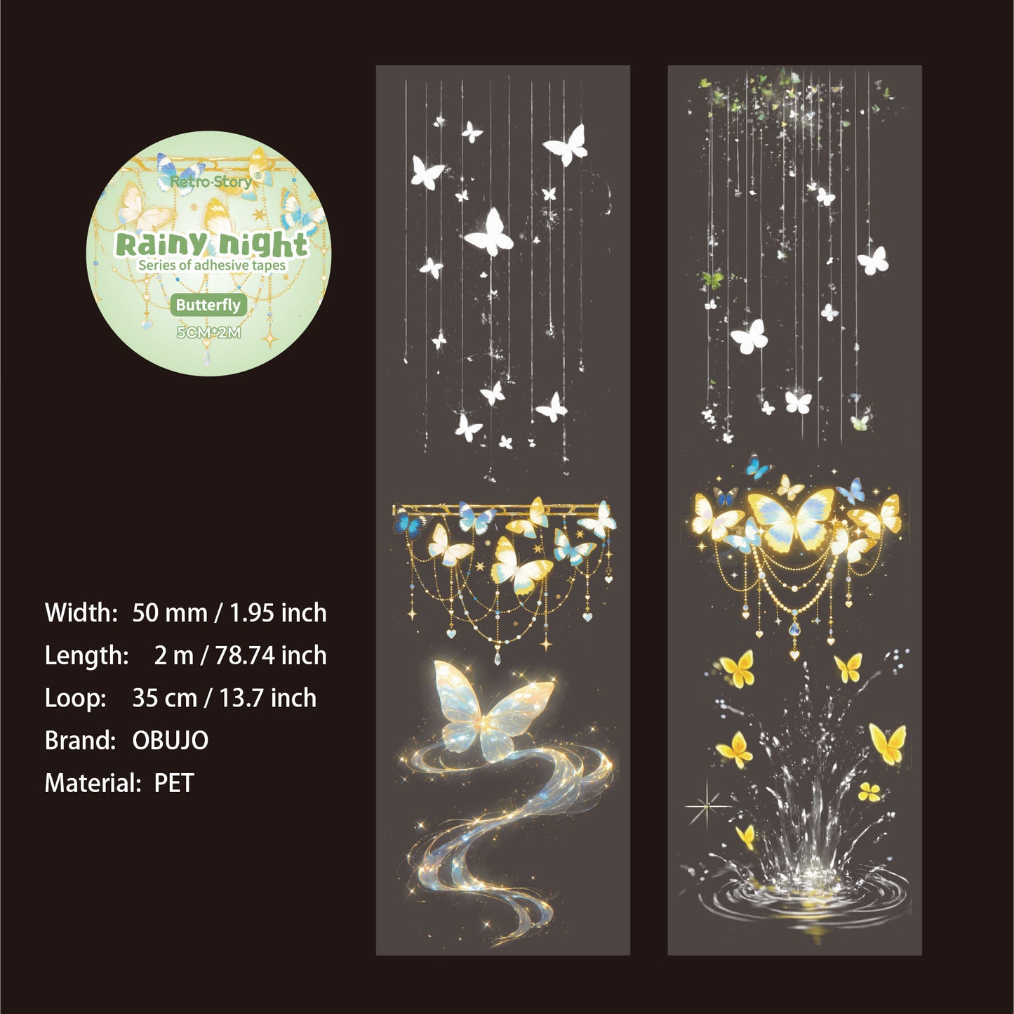 1 Roll Rainy Night PET Tape YYXL