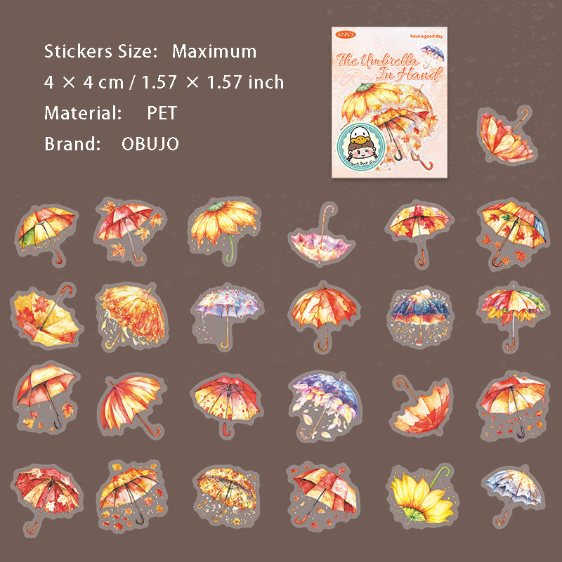 50 Pcs Umbrella PET Stickers YSWSL