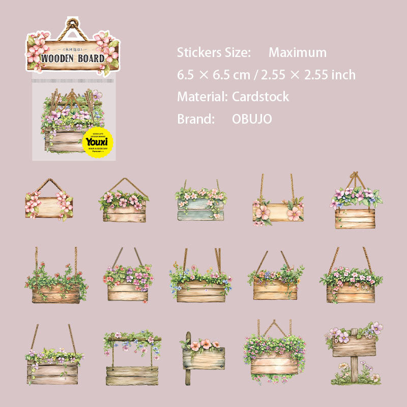 15 Pcs Wooden Sign Cardstock Stickers MJWY