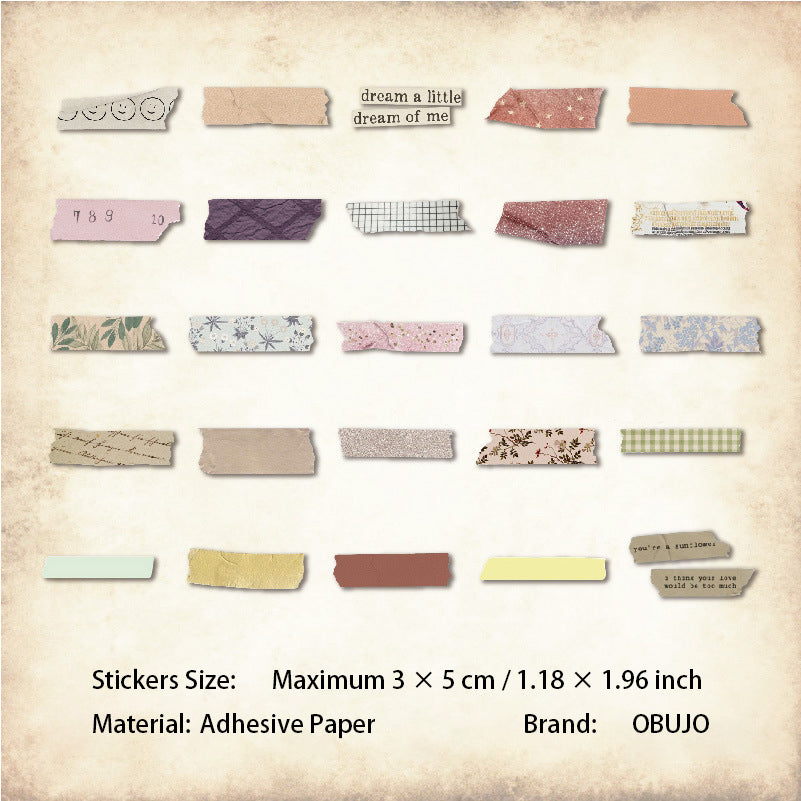 50 Pcs Vintage Journal Stickers HJSY