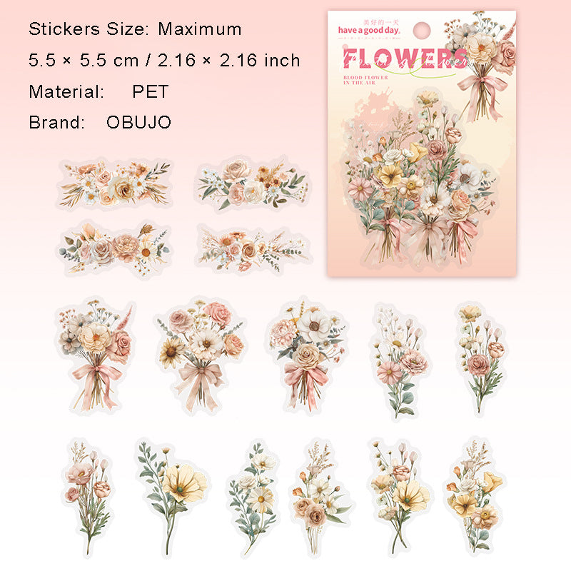 15 Pcs Wildflower PET Stickers BAHK