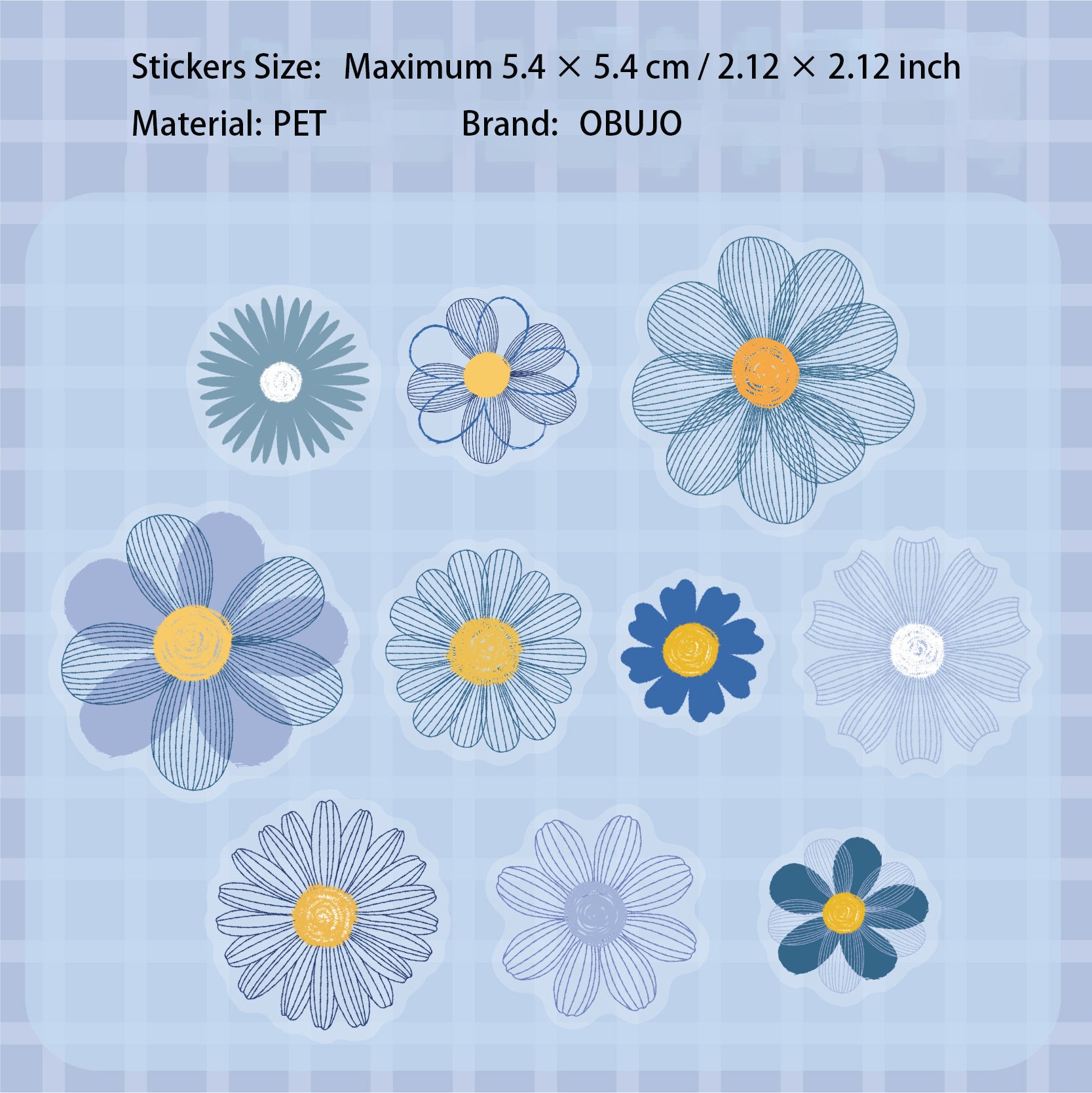 20 Pcs Flower PET Stickers RCXL