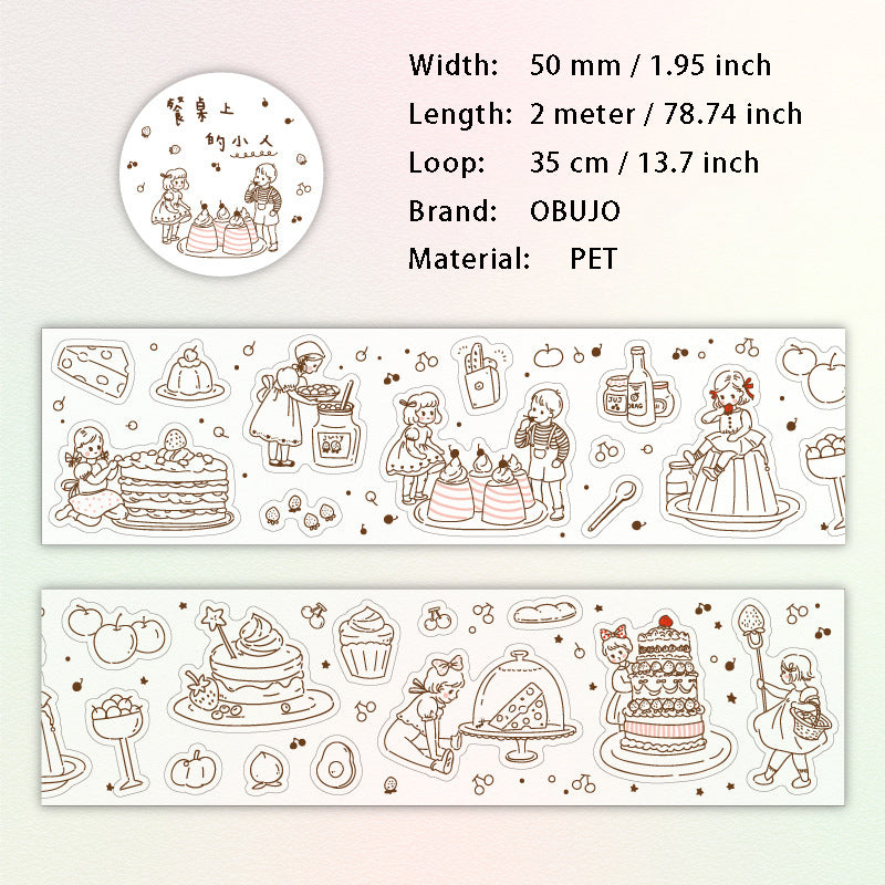 1 Roll Dessert Flower Planner PET Stickers Tape XRTPZ