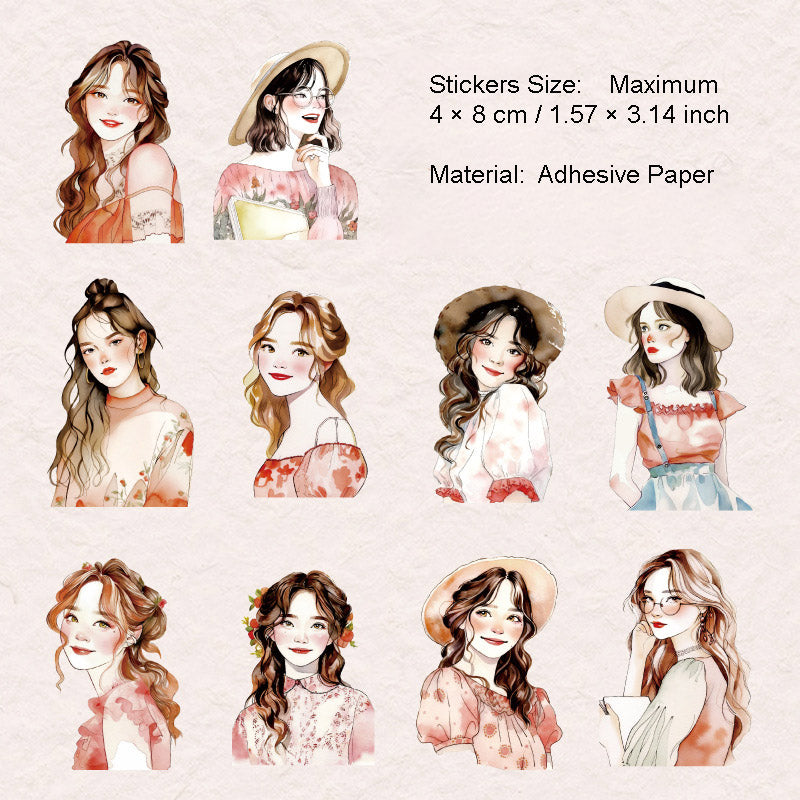 10 Pcs Summer Girl PET Stickers TSAML