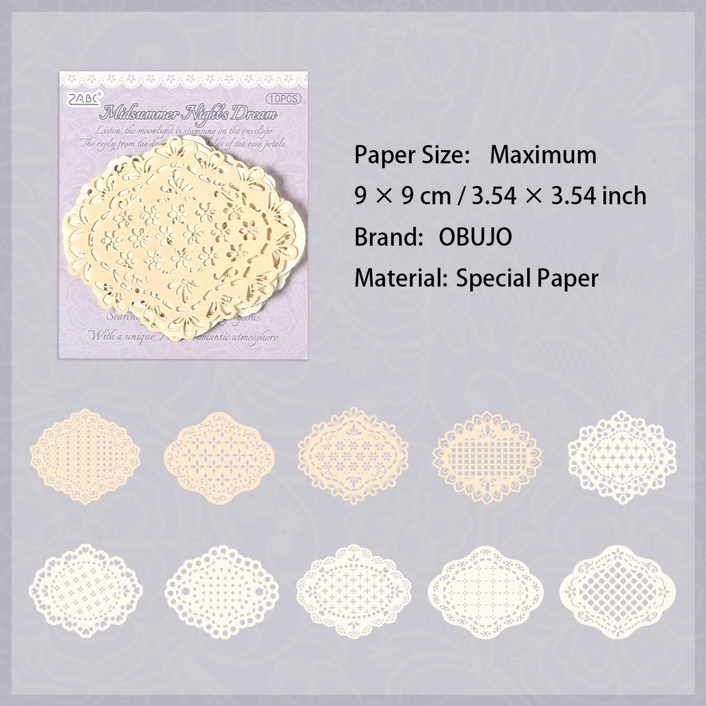 10 Pcs Hollow Cutout Lace Journal Paper GLXX