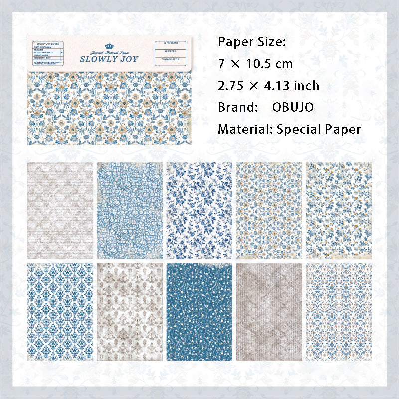 40 Sheets Vintage Floral Scrapbook Paper MMDHX