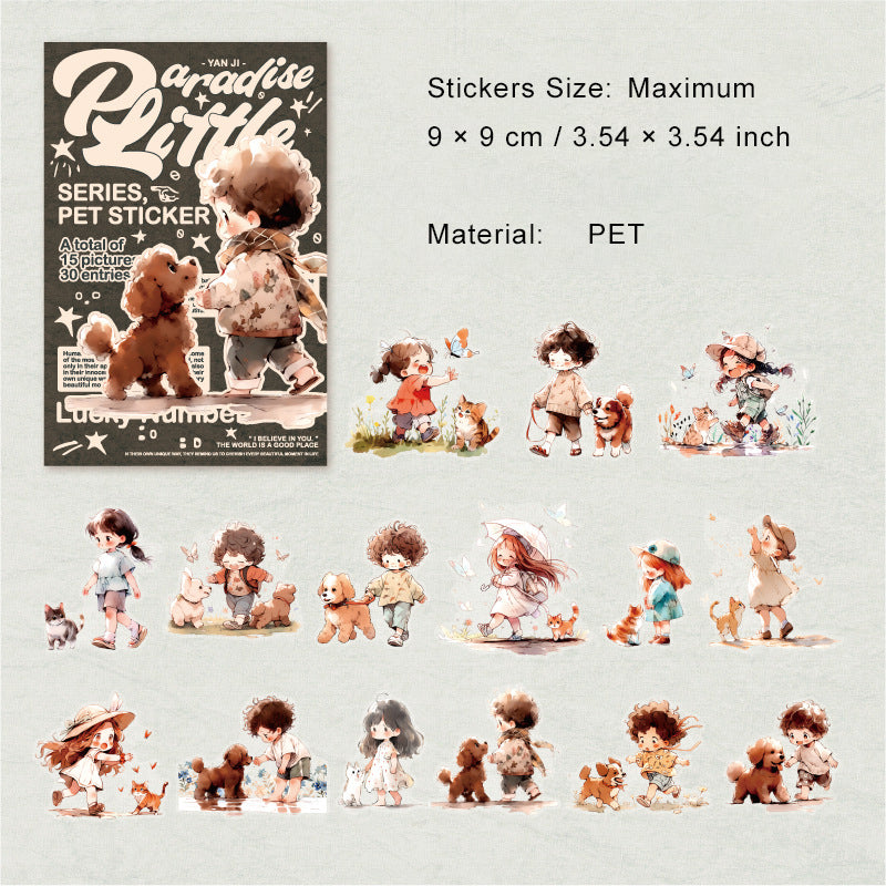 30 Pcs Childhood Theme PET Stickers XXLY