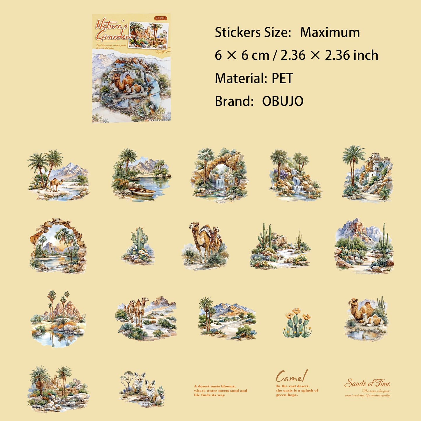 20 Pcs Wild Landscape PET Stickers SHRH