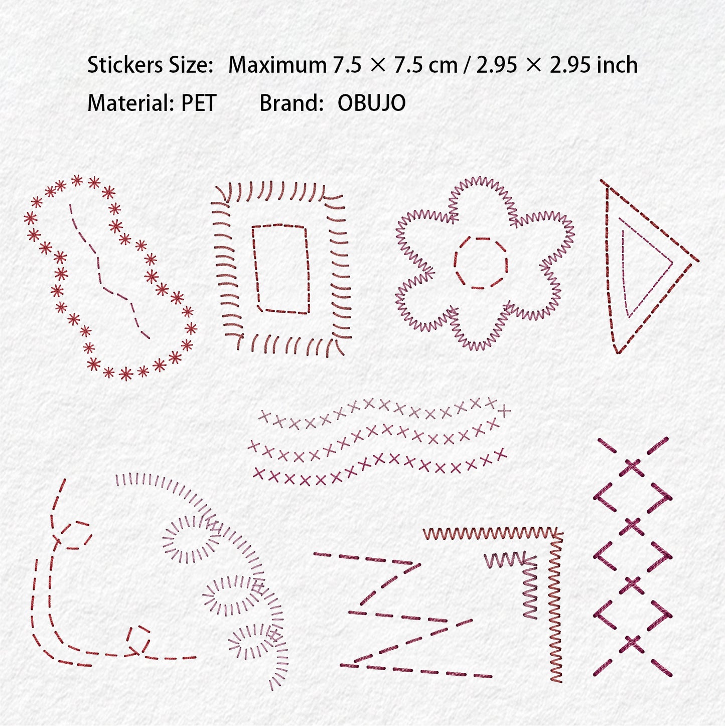 20 Pcs Sewing Patterns PET Stickers XXXL