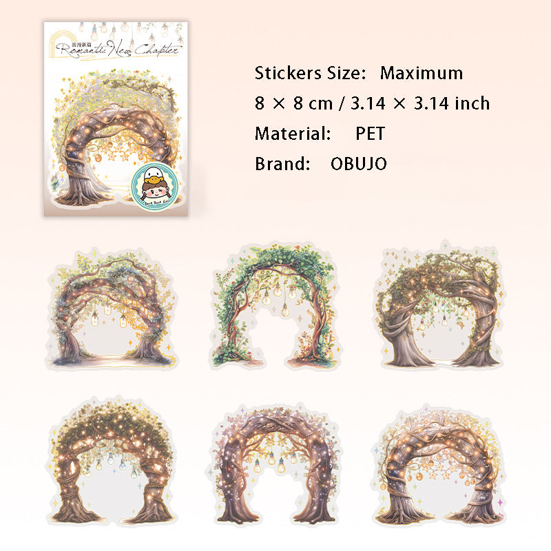 6 Pcs Romance Arch PET Stickers LMXP