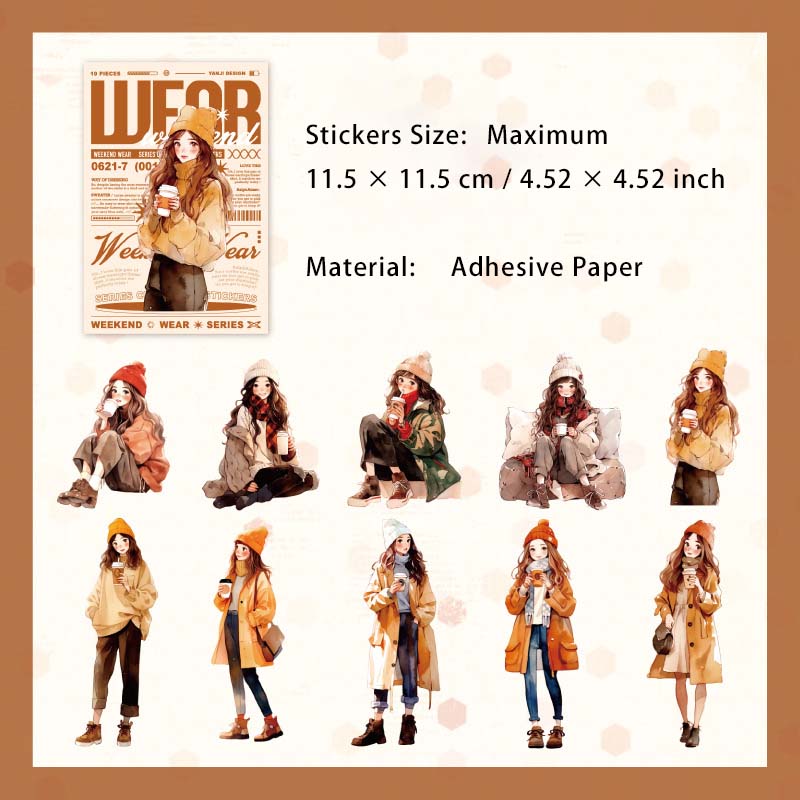 10 Pcs Dating Girl PET Stickers ZMCD