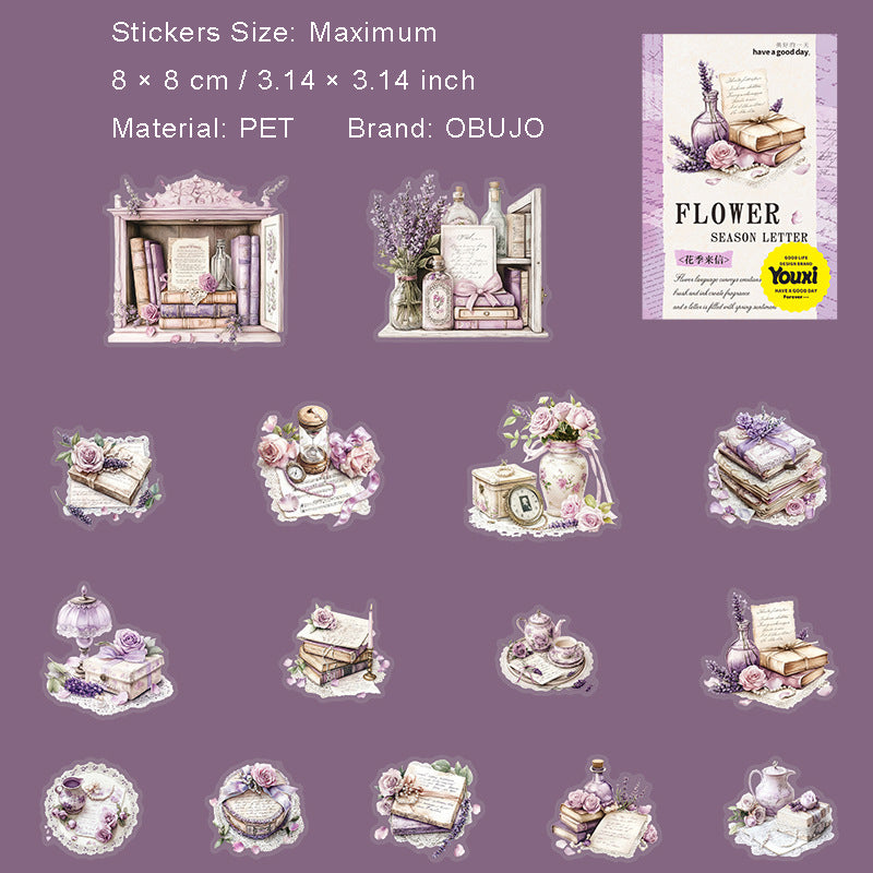 15 Pcs Reading Bookish PET Stickers HJLX