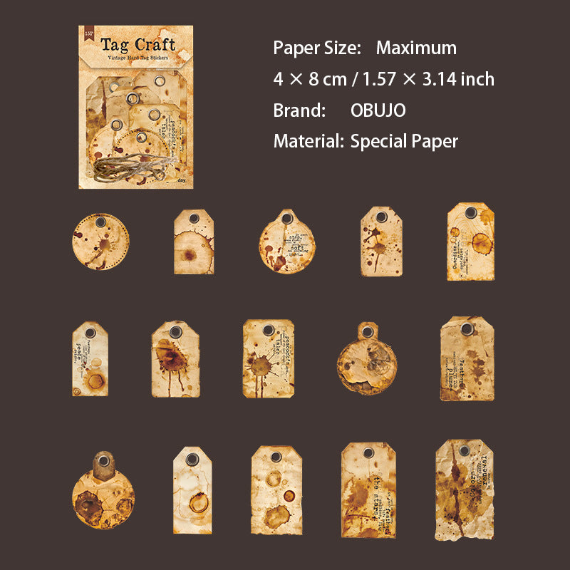 15 Pcs Vintage Tag Stickers BQSZG