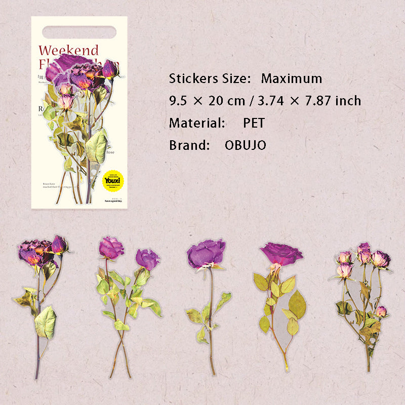 10 Pcs Large Size Rose PET Stickers MGYD