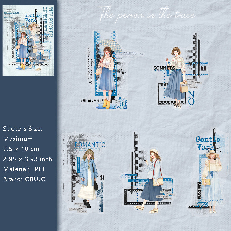 20 Pcs School Girl Collage PET Stickers JZR